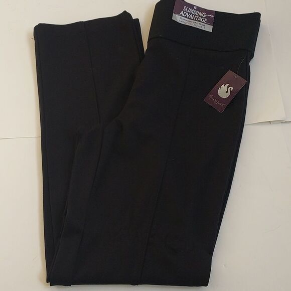 NWT Ladies Gloria Vanderbuilt Lucy Black Straight Slimming HI Waist Pants Medium - Picture 1 of 9